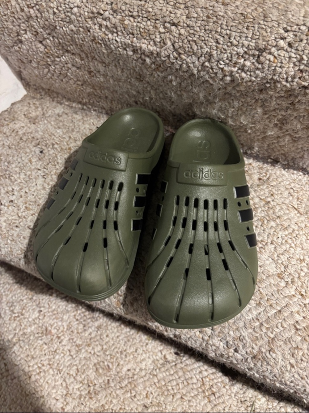 adidas Women’s Olive Green Slip-On Vented Clogs